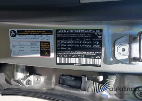 2020 Mercedes-Benz Gls 450 4Matic from USA, damaged, VIN 4JGFF5KE9LA087244